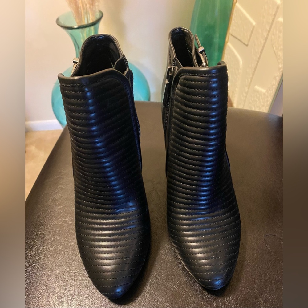 BCBG Black Textured Ankle Booties